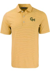 Cutter and Buck George Mason University Mens Gold Double Stripe Short Sleeve Polo