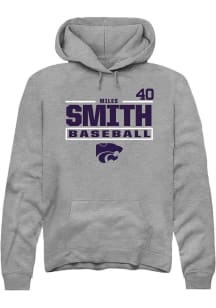 Miles Smith  Rally K-State Wildcats Mens Graphite NIL Stacked Box Long Sleeve Hoodie