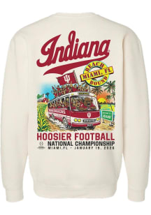 Something Inked Indiana Hoosiers Mens Ivory 2025 National Championship Game Bus To Miami Long Slee..