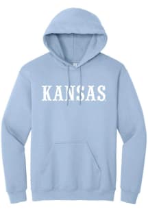 Summit Sportswear Kansas Jayhawks Mens Light Blue Tonal Circus Wordmark Long Sleeve Hoodie