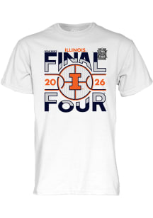 Blue 84 Illinois Fighting Illini White 2026 Mens Basketball Final Four Bound Short Sleeve T Shirt