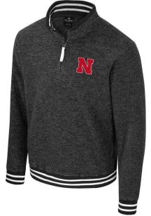 Colosseum Nebraska Cornhuskers Mens Black Purpose Polar Long Sleeve Qtr Zip Pullover