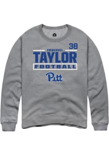 Emmanuel Taylor Pitt Panthers Mens Graphite Football NIL Stacked Box Player Crew