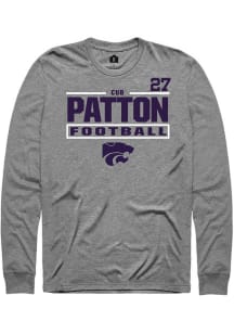 Cub Patton K-State Wildcats Graphite Football NIL Stacked Box Long Sleeve Player T Shirt