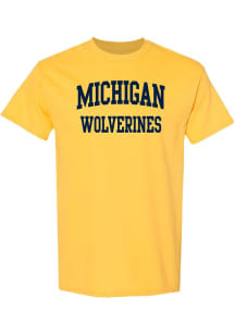 Michigan Wolverines Yellow Front Back Print Short Sleeve T Shirt