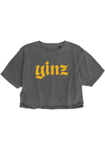 Blue 84 Pittsburgh Womens Black Yinz Short Sleeve T-Shirt