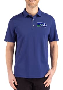 Cutter and Buck Seattle Seahawks Navy Blue Historic Advantage Refresh Pique Big and Tall Polo