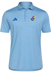 Adidas Kansas Jayhawks Mens Light Blue Ultimate365 Stripe Short Sleeve Polo