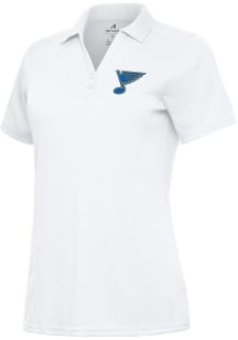 Antigua St Louis Blues Womens White Tribute Short Sleeve Polo Shirt