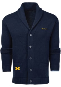 Greyson Michigan Wolverines Mens Navy Blue Ottawa Cardigan Long Sleeve Hoodie