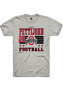 Riley Pettijohn  Ohio State Buckeyes Ash Rally Football NIL Striped Short Sleeve T Shirt