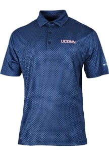Columbia UConn Huskies Mens Navy Blue Master Text Short Sleeve Polo