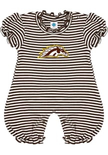 Western Michigan Broncos Baby Brown Stripe Puff Sleeve Short Sleeve One Piece