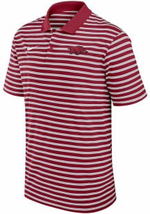 Nike Arkansas Razorbacks Mens Cardinal Primary Victory Stripe Short Sleeve Polo