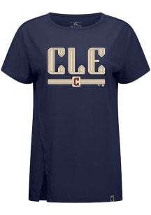 Levelwear Cleveland Guardians Womens Navy Blue Influx City Connect Splash Short Sleeve T-Shirt