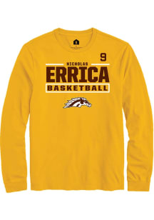 Nicholas Errica Western Michigan Broncos Gold NIL Stacked Box Long Sleeve Player T Shirt