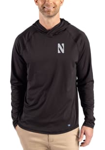 Cutter and Buck Northwestern Wildcats Mens Black Prospect Eco Big and Tall Hooded Sweatshirt