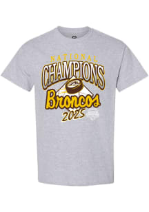 Summit Sportswear Western Michigan Broncos Grey 2025 Mens Hockey National Champions Short Sleeve T..
