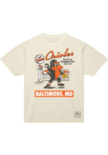 Mitchell and Ness Baltimore Orioles White Deli Mascot Short Sleeve T Shirt