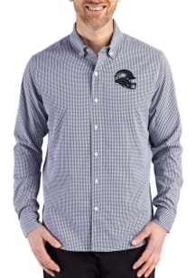Cutter and Buck Seattle Seahawks Mens Navy Blue Helmet Skyline Long Sleeve Dress Shirt
