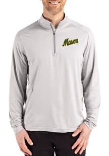 Cutter and Buck George Mason University Mens Ash Vault Coastline Long Sleeve Qtr Zip Pullover