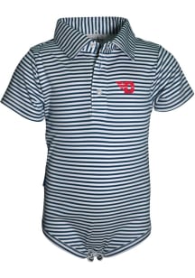 Dayton Flyers Baby Navy Blue Carson Striped Short Sleeve One Piece Polo