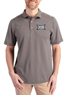 Cutter and Buck Big 12 Mens Black Virtue Eco Pique Stripe Short Sleeve Polo