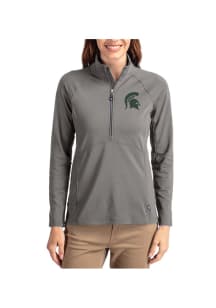 Cutter and Buck Michigan State Spartans Womens Graphite Adapt Eco Qtr Zip Pullover