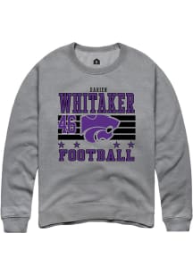 Darien Whitaker K-State Wildcats Mens Grey Football NIL Striped Player Crew