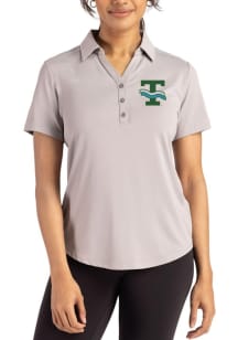Cutter and Buck Tulane Green Wave Womens Ash Vault Forge Eco Polo Short Sleeve Polo Shirt