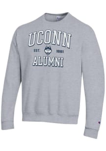 Champion UConn Huskies Mens Grey Est Alumni Powerblend Long Sleeve Crew Sweatshirt