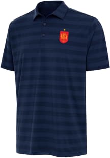 Antigua Spain National Team Mens Navy Blue Channel Short Sleeve Polo