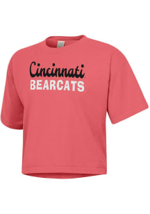 Gear For Sports Cincinnati Bearcats Womens Pink Short Script  Boxy Short Sleeve T-Shirt
