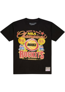 Mitchell and Ness Houston Rockets Black Champions Heritage Short Sleeve Fashion T Shirt