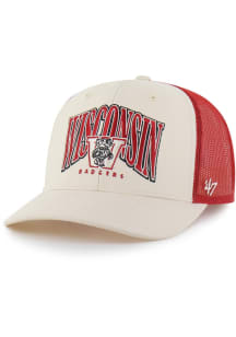 47 Wisconsin Badgers Retro Drawbridge Trucker Adjustable Hat - Natural