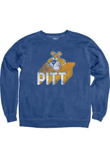 Blue 84 Pitt Panthers Mens Blue Garment Dyed Long Sleeve Fashion Sweatshirt