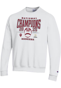 Champion Indiana Hoosiers Mens White 2025 College Football Champions Powerblend Long Sleeve Crew S..