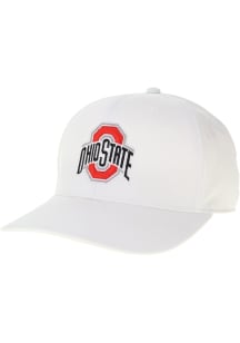 Ohio State Buckeyes Mens White Back Nine Stretch Fit Primary Mark Flex Hat