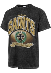 47 New Orleans Saints Womens Black Stoney Clover Glitter Tubular Short Sleeve T-Shirt