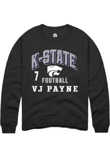 VJ Payne  Rally K-State Wildcats Mens Black Football NIL Arch Logo Long Sleeve Crew Sweatshirt