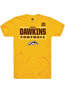 Chase Dawkins Western Michigan Broncos Gold Football NIL Stacked Box Short Sleeve Player T Shirt