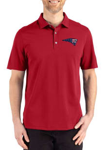 Cutter and Buck New England Patriots Mens Red Americana Advantage Refresh Short Sleeve Polo