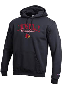 Champion Louisville Cardinals Mens Black Grandma Script Powerblend Long Sleeve Hoodie