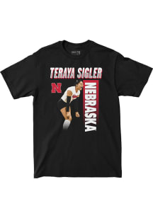Teraya Sigler Nebraska Cornhuskers Black Women's Volleyball Illustrated Short Sleeve Fashion Playe..