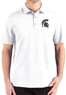 Cutter and Buck Michigan State Spartans White Advantage Refresh Pique Big and Tall Polo