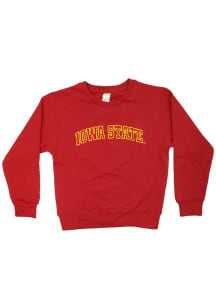 Little King Iowa State Cyclones Youth Cardinal Arched Wordmark Long Sleeve Crew Sweatshirt