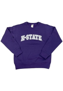 Little King K-State Wildcats Youth Purple Arched Wordmark Long Sleeve Crew Sweatshirt