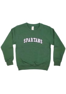 Little King Michigan State Spartans Youth Green Arched Wordmark Long Sleeve Crew Sweatshirt
