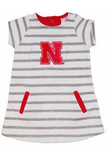 Little King Nebraska Cornhuskers Toddler Girls Ivory French Terry Short Sleeve Dress