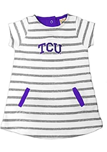 Little King TCU Horned Frogs Toddler Girls Ivory French Terry Short Sleeve Dress